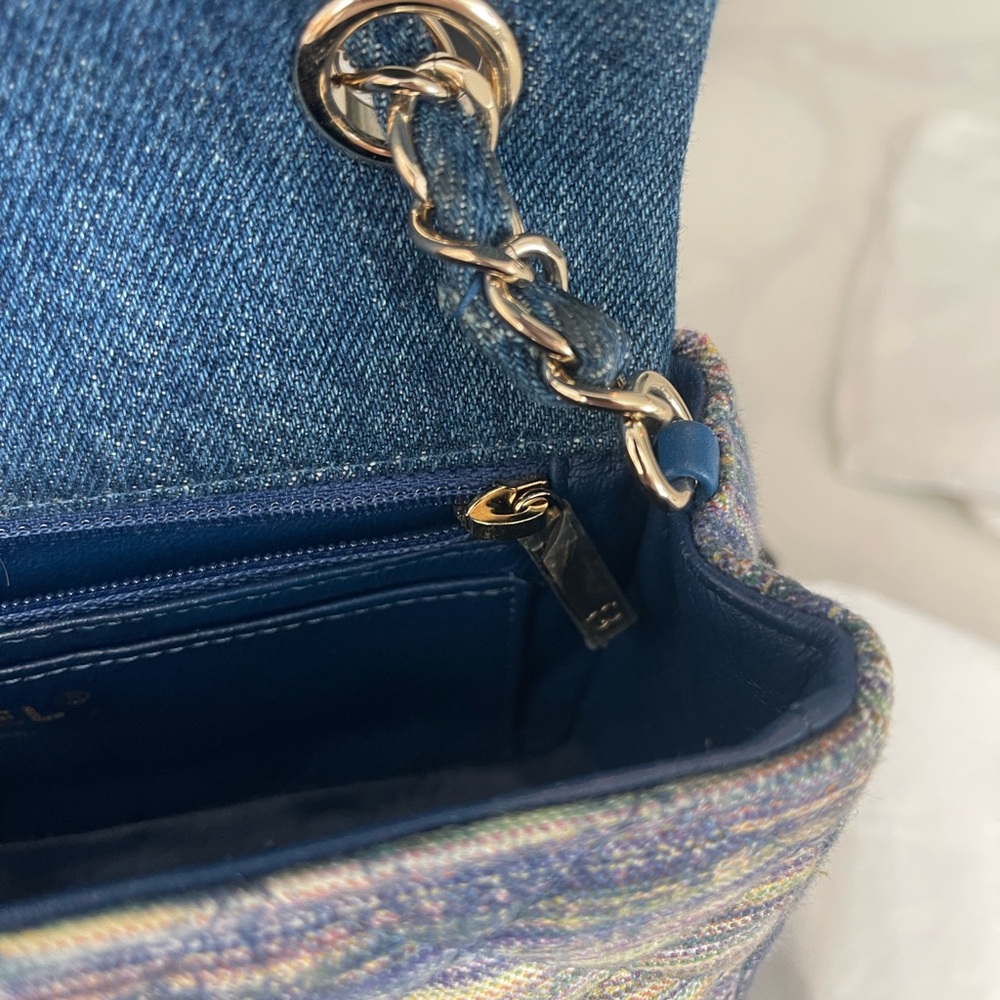 Chanel Blue and Gold Quilted Crossbody Bag Mini - Picture 15 of 15
